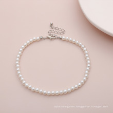 Simple Geometric Wild Round Bead Necklace Single Layer Temperament Imitation Pearl Handmade Anklet Women